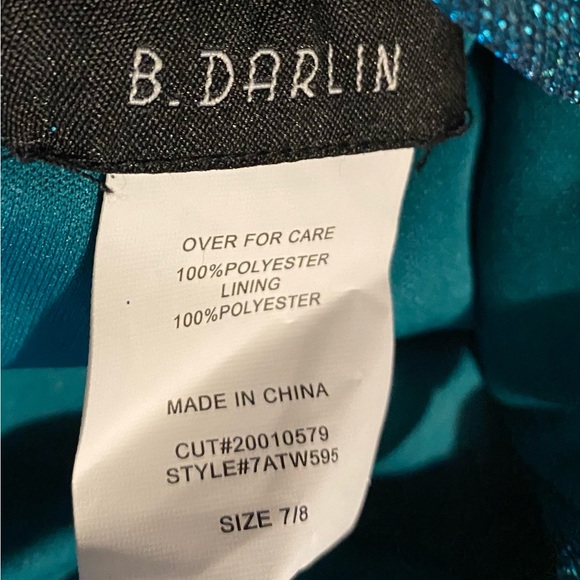PARTY DRESS by B DARLIN NWT 7/8 SHIMMERING AQUAMARINE LINED W CRINOLINE - Picture 8 of 16